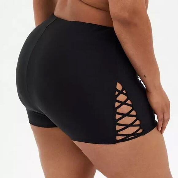Torrid 2X High-Rise Strappy Side 3.5 Inch Swim Short Cut Out Minimalist - Picture 1 of 8